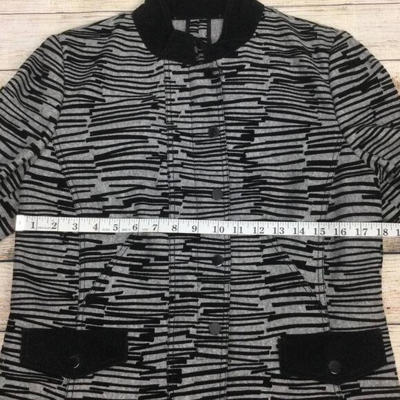 Etcetera Zebra Mock Collar Wool Blend Fleece Lined Long Sleeve 3/4 Coat Size 12 - Picture 10 of 13